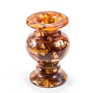Portacandele in vaso per interni con ambra baltica naturale, arredamento per interni in ambra, interni in stile Art Déco, regalo per la casa, regalo religioso