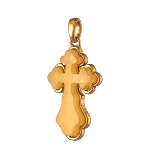Gold-plated cross pendant with natural royal amber, crucifix Silver Amber Cross Pendant,Amber Jewelry Gift, Women cross pendant