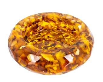 Round amber ashtray, Decorative amber ashtray, Handmade ashtray, Unique gift, Home decor, Round ashtray, Resin ashtray
