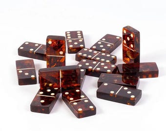 Unique beautiful Amber chips golden honey colored chips for playing dominoes| Natural Baltic Amber domino |Cognac dark Amber bones Chips