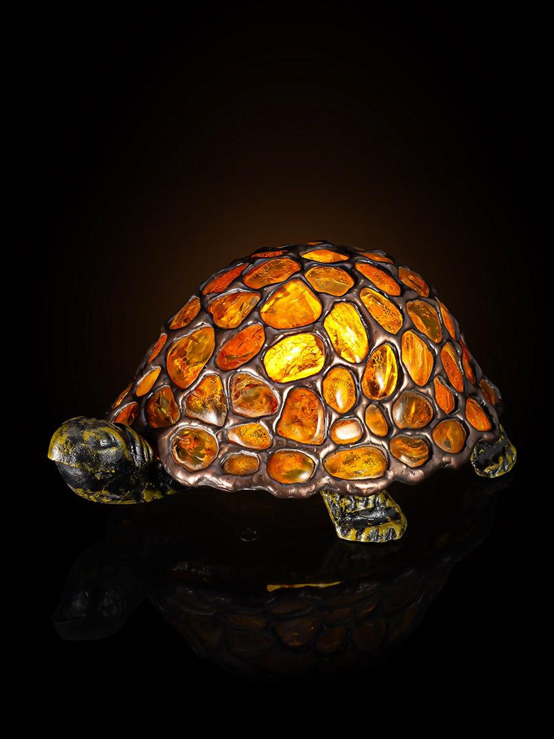 Table Lamp Made of Amber and Bronze Turtle,luxury Gemstone Night Lamp ...