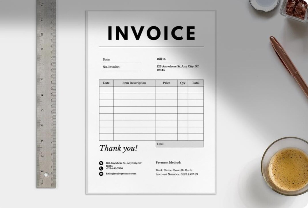 Editable Invoice Template Canva & PPT | Small Business Billing Form ...