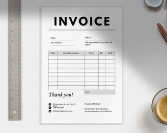 Editable Invoice Template Canva & PPT | Small Business Billing Form | Printable Invoice | Minimalist Digital Download
