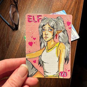 Hand-painted Frieren-themed MTG tokens