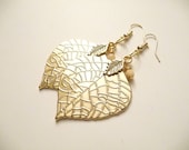 Gold Earrings, Leaf Earrings, Gold Leaf Earrings