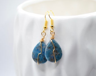 Blue Jade Teardrop Earrings