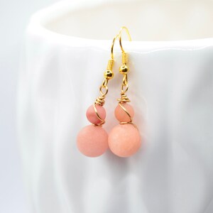 Gold and Pink Dangle Earrings