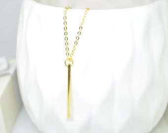 Gold Plated Vertical Bar Necklace