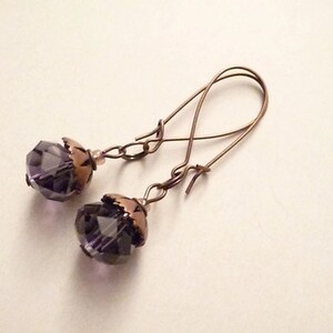 Lavender Earrings, Copper Earrings,  Dangle Earrings