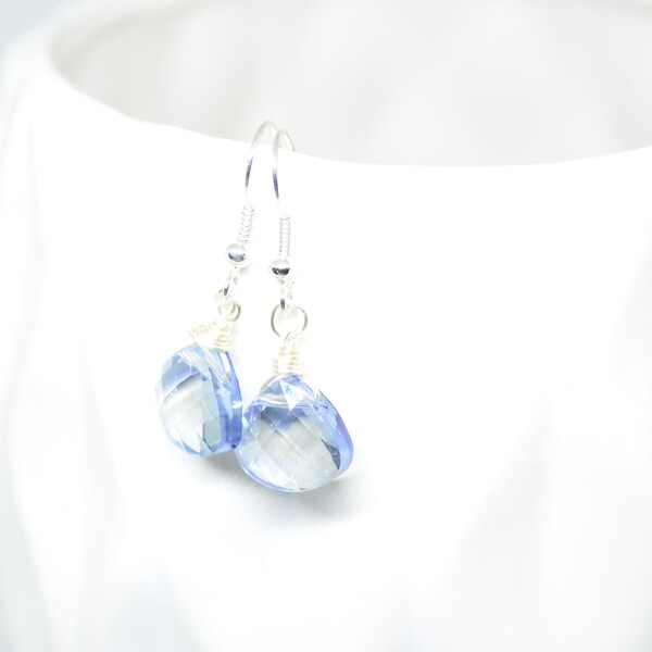 Blue Earrings, Glass Earrings, Dangle Earrings, Wire wrapped Earrings