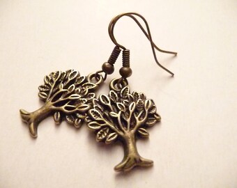 Copper Earrings, Tree Earrings, Dangle Earrings, Tree of Life Earrings, Charm Earrings