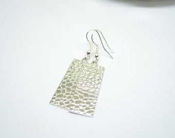 Silver Earrings, Dangle Earrings, Rectangle Earrings