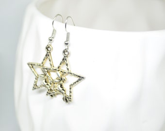 Fairy Earrings, Silver Earrings, Charm Earrings, Dangle Earrings, Star Earrings