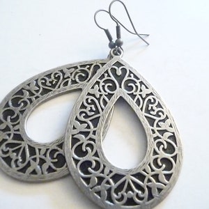 Silver Teardrop Earrings, Black Teardrop Earrings, Teardrop Earrings