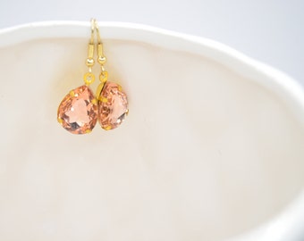 Pink and Gold  Teardrop Earrings