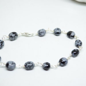 Black Bracelet, Gray Bracelet, Beaded Bracelet, Wire wrapped Bracelet