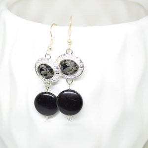 Silver and Black Dangle Earrings
