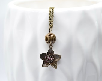 Copper Floral Pendant Necklace