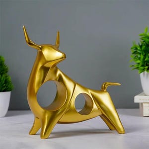 Modern Bull Figurine Geometric Bull Statue Animal Sculpture