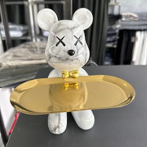 Abstract Bear Statue Key Storage Graffiti Bear Figurine Home Decoration Animal Statue for Living Room