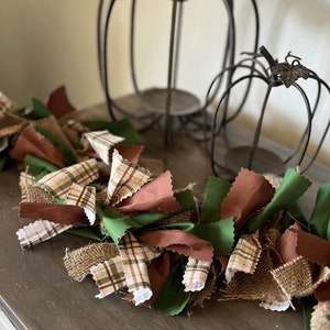 Hand-Tied Burlap Rag Garland • Rustic Plaid Fall Decor