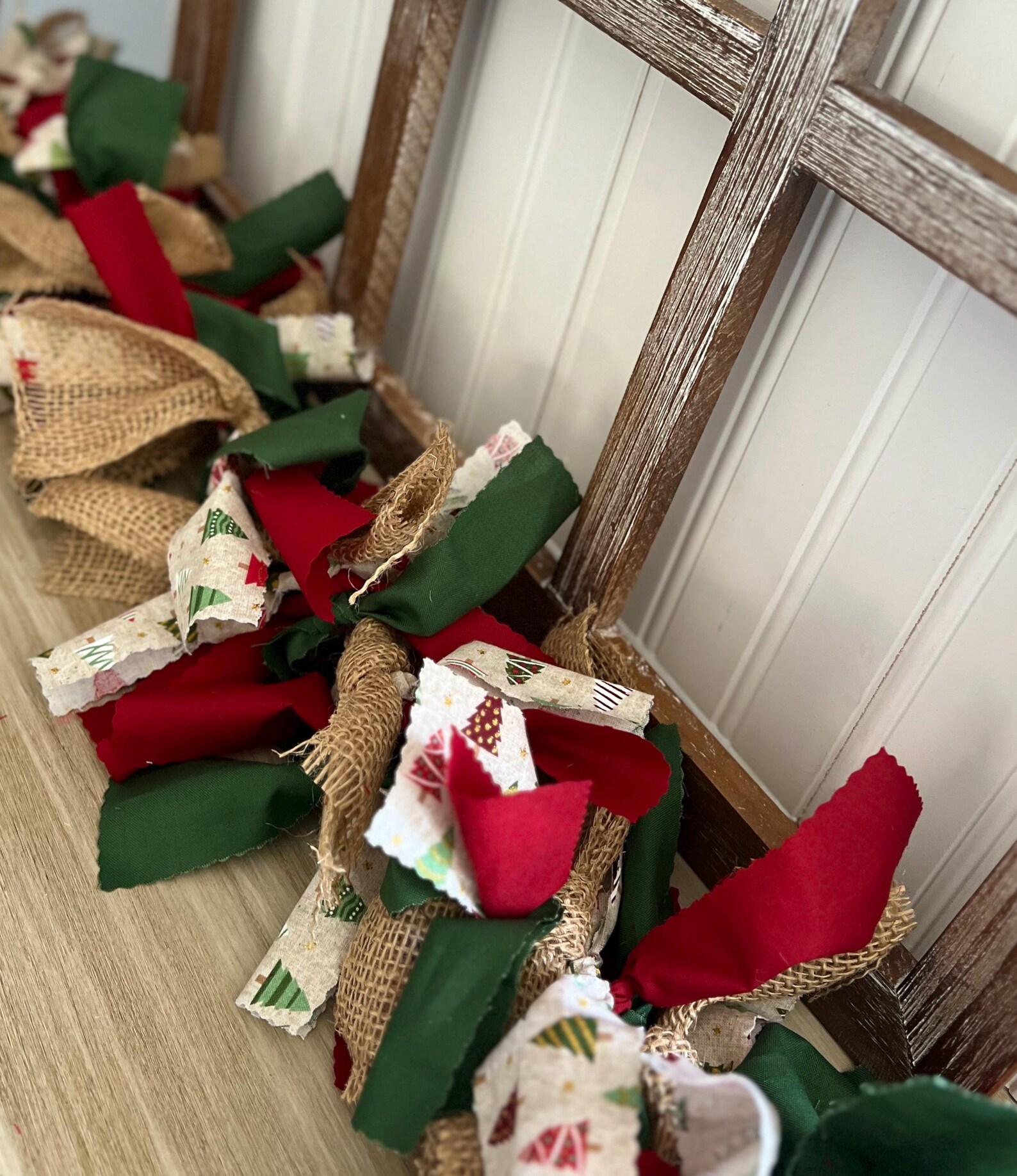 Christmas Tree Burlap Rag Garland by Themozycorner • Hand Tied Fabric ...