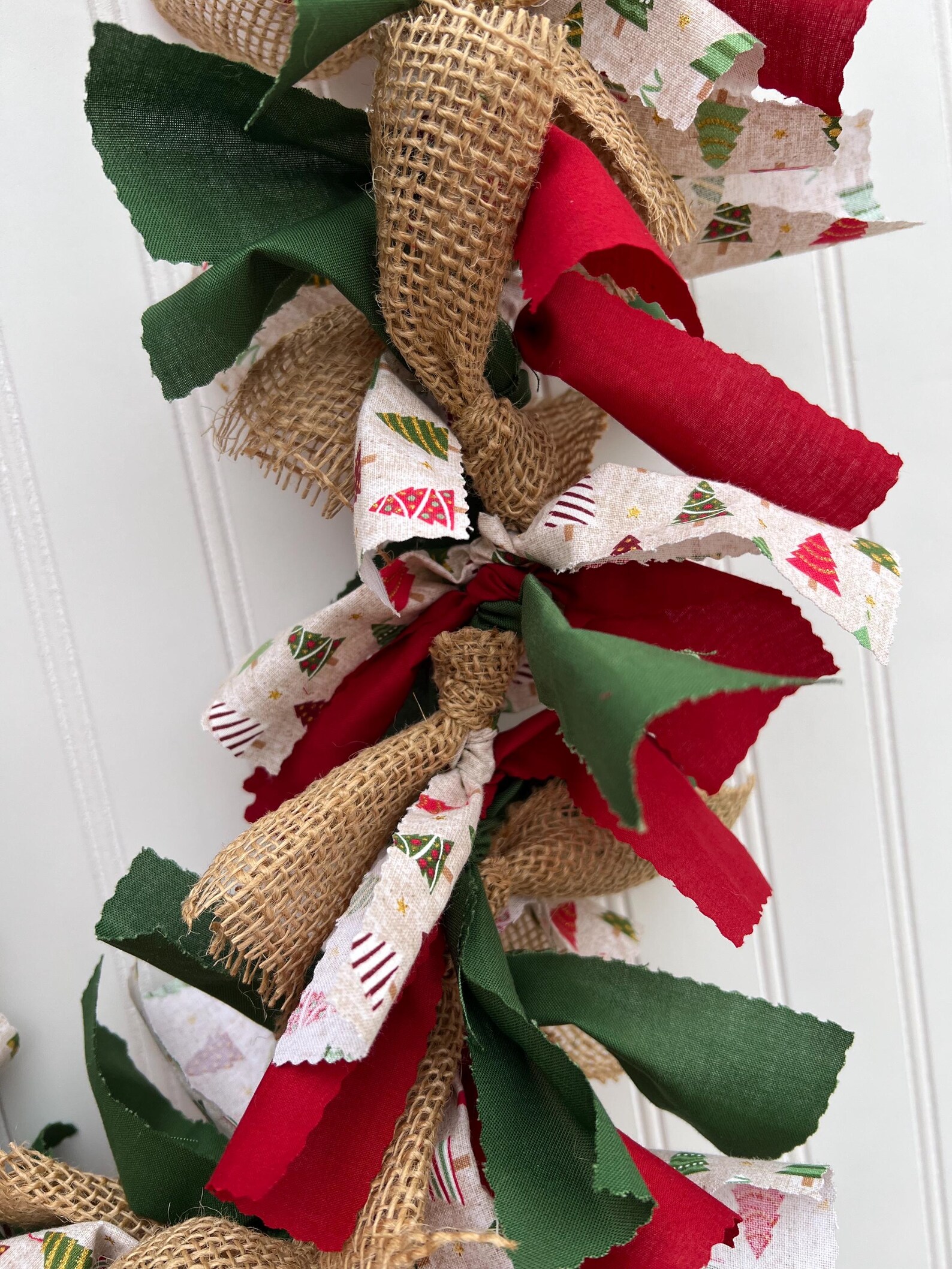 Christmas Tree Burlap Rag Garland by Themozycorner • Hand Tied Fabric ...