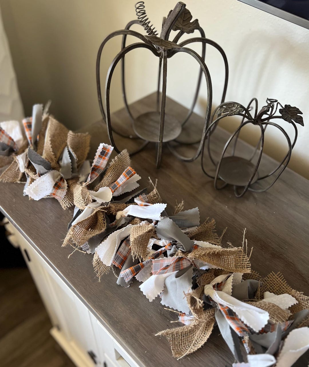 Hand Tied Fall Rag Garland • Plaid & Burlap Thanksgiving Decor - Etsy
