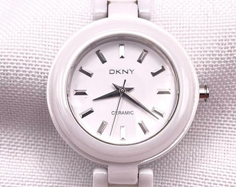 Vintage DKNY Damen Keramik Quarz Uhr