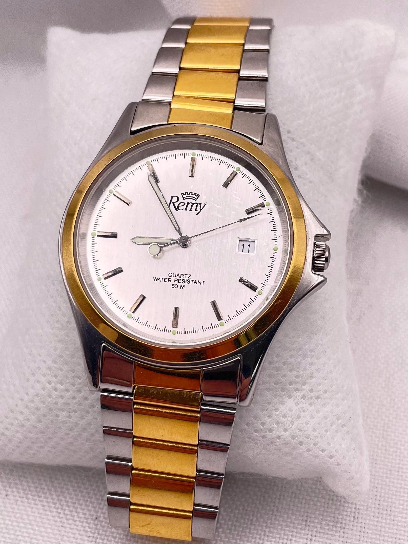 1990s REMY Two-tone Silver and Gold Quartz Watch, Date Window