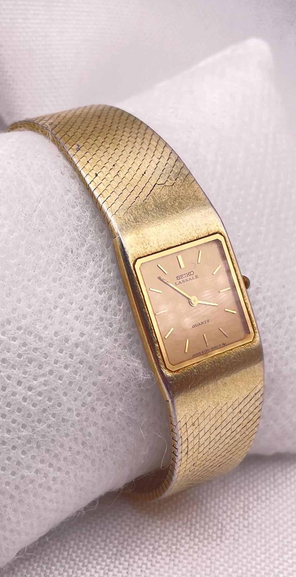 SEIKO クォーツ LASSALE ヴィンテージ レディース 緑 ブレスレット