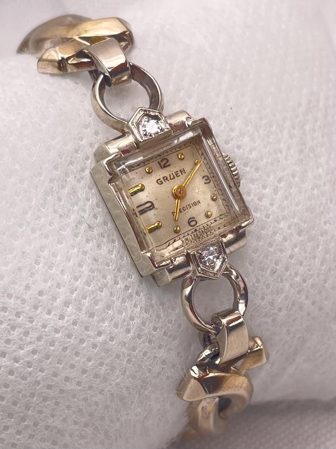 Elegant 1950s Gruen Precision Diamond Cocktail Watch | 14kt 