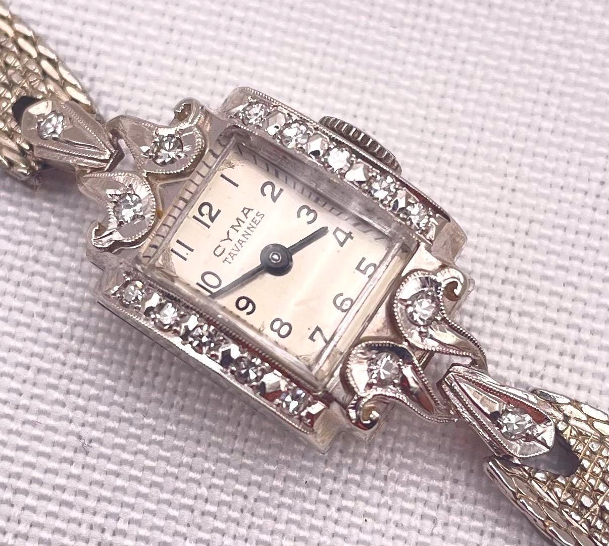 Rare 14k White Gold Deco Folding Case CYMA Ladies Watch Running $_57.JPG?set_id=880000500F main image 2
