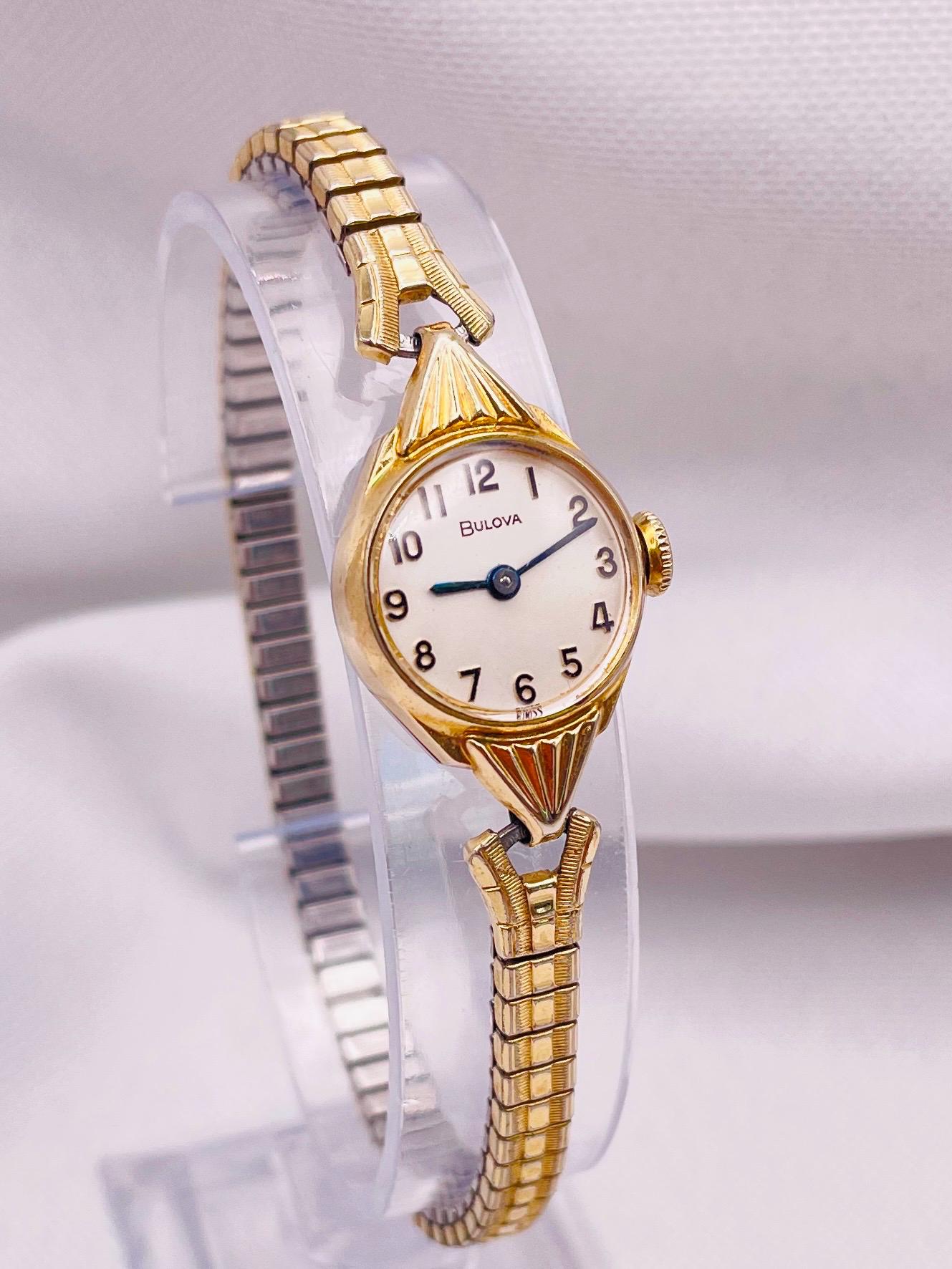 BULOVA 手巻き 稼働 シャンパンゴールド タンクローマン ヴィンテージ Vintage 1960s BULOVA Ladies Cocktail Watch: Manual Wind, Yellow