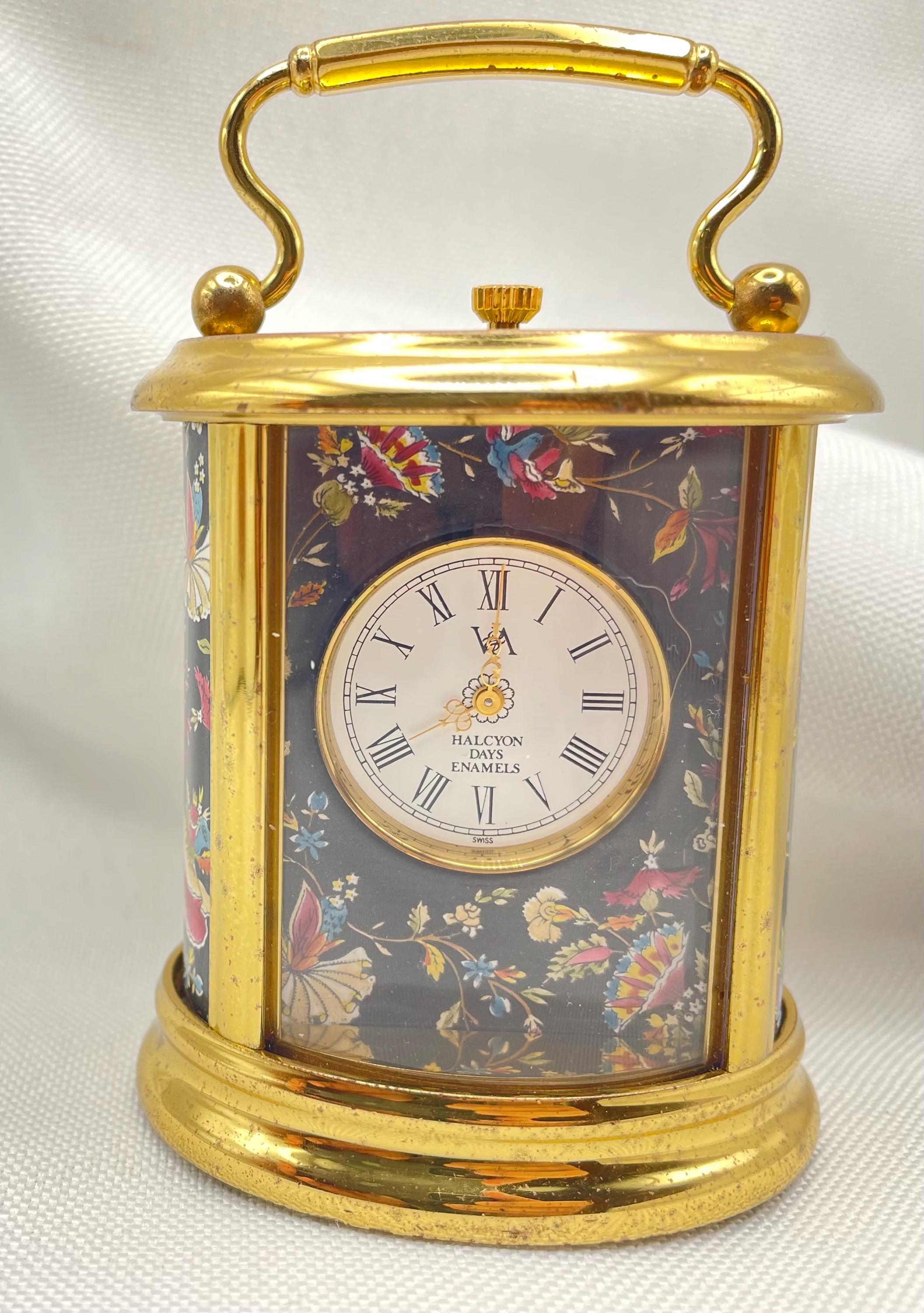 Very Unique Vintage 1980s Halcyon Days Hand Painted Enamel Quartz