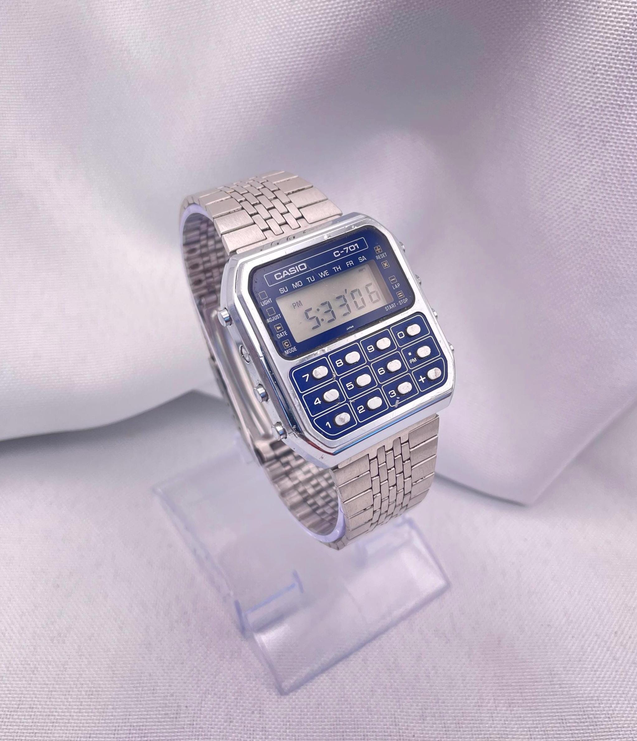Reloj calculadora digital de cuarzo Casio C-701 vintage, raro, de