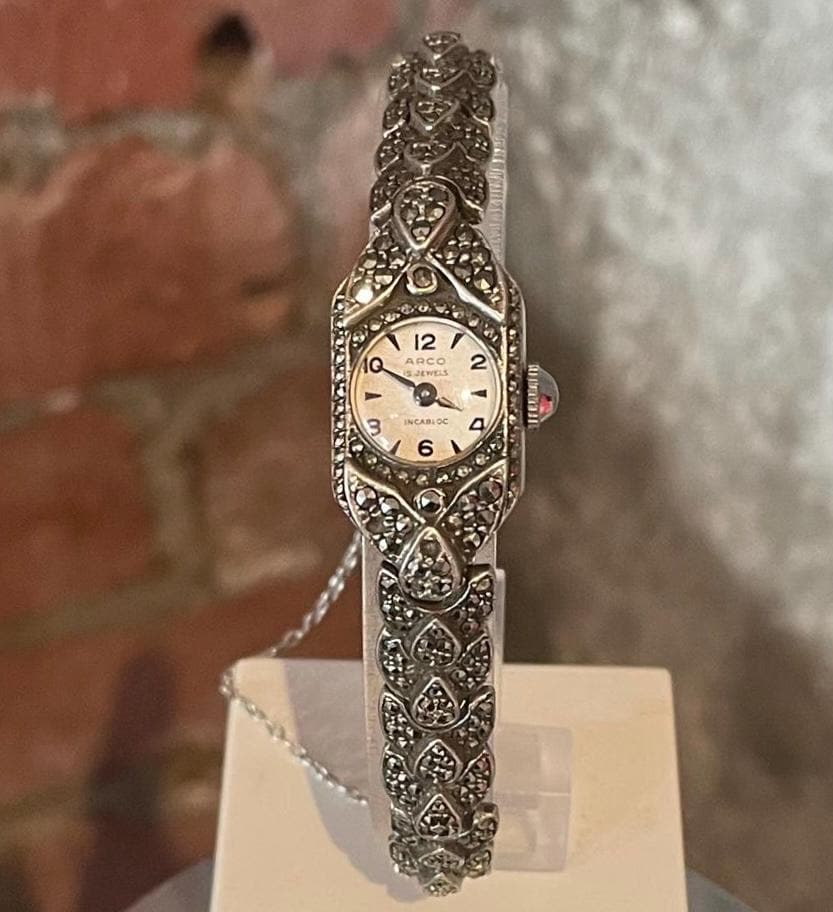 Atemberaubende 1940er Jahre Art Deco Sterlingsilber 925 Schweizer