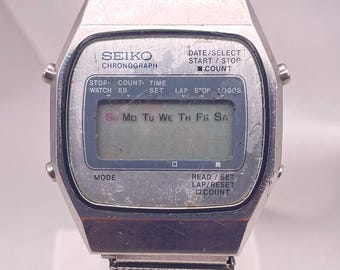 Vintage 1970s Seiko Digital Chronograph, Edelstahl Uhr (Für Teile / Reparatur)