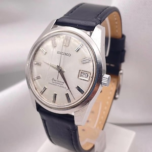 Authentische 1960er Jahre SEIKO &quot;Sea Horse&quot; 17 Jewels Handbuch WInd Runde Edelstahlgehäuse Silber Zifferblatt Neue Lederband Referenz: 6602-8960T