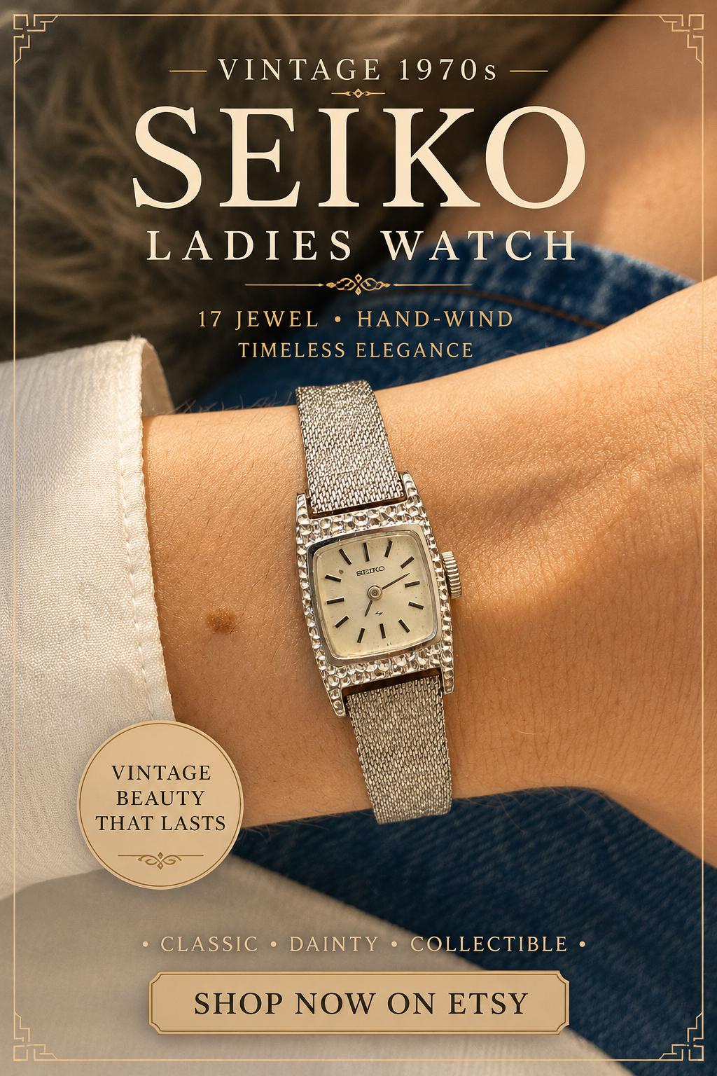 Vintage 1970s Ladies Seiko Wristwatch 17 Jewel Manual Wind L Fancy