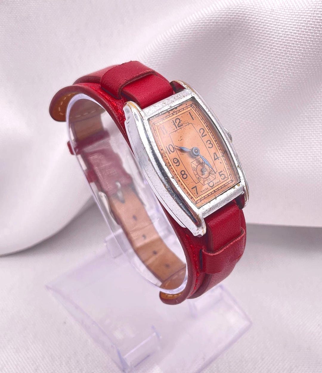 非常に希少な1930年代のユニセックス手巻き腕時計。クロムメッキの