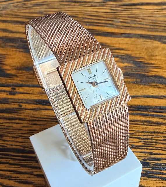 Vintage 1960s ORIS Unisex Wristwatch, Gold Plated Buckle Case, Manual Wind, Original Box