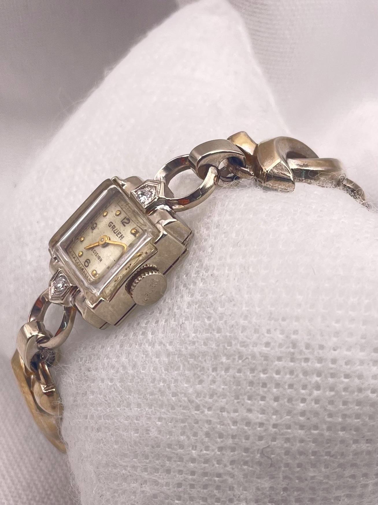 Elegant 1950s Gruen Precision Diamond Cocktail Watch | 14kt 