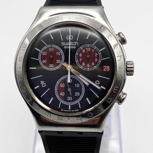 Very Sharp Looking SWATCH IRONY Blue and Red Chronograph Men&#39;s Wristwatch, New battery, New strap