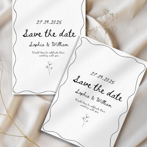 Custom Wedding Invite Template Black and White | Save the date Wedding invitation | Hand drawn Wedding invitation