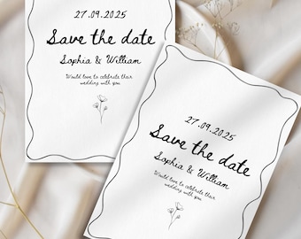 Custom Wedding Invite Template Black and White | Save the date Wedding invitation | Hand drawn Wedding invitation