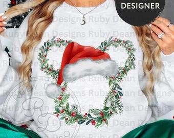 Mickey Head Holly Weihnachten Urlaub Kranz mit Weihnachtsmütze PNG Digital Download Kommerzielle Nutzung (DF123)