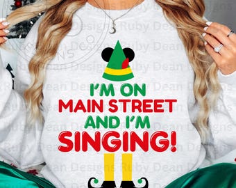 Ich bin auf der Hauptstraße und ich singe Mickey Elf PNG Digital Download Kommerzielle Nutzung (DF162)