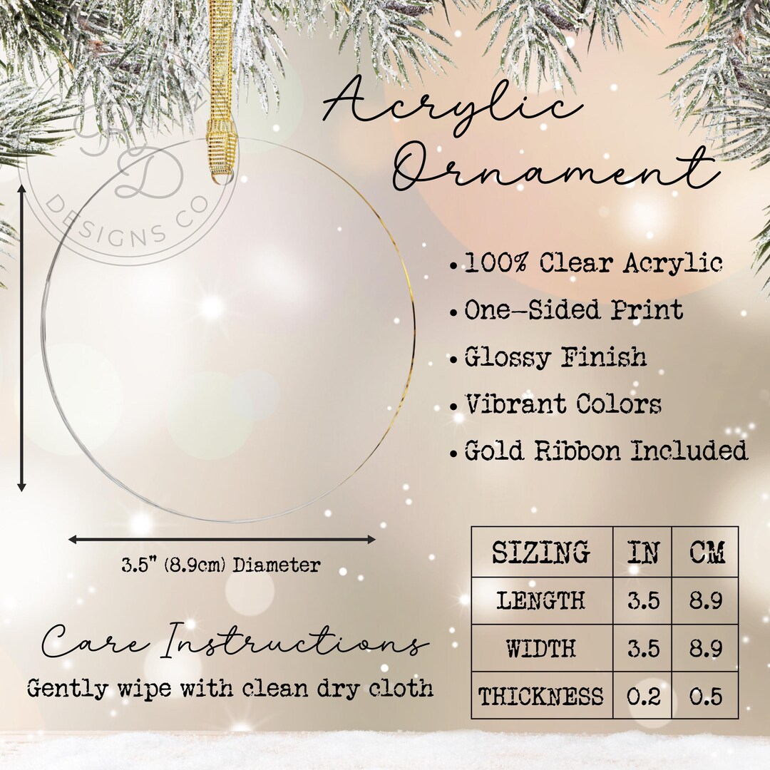 Acrylic Christmas Ornament Size Chart * Clear Ornament Size Chart