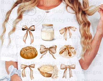 Sourdough Coquette Bows and Bread Digital Download * Sourdough Bread PNG File * Sourdough PNG (DF39)